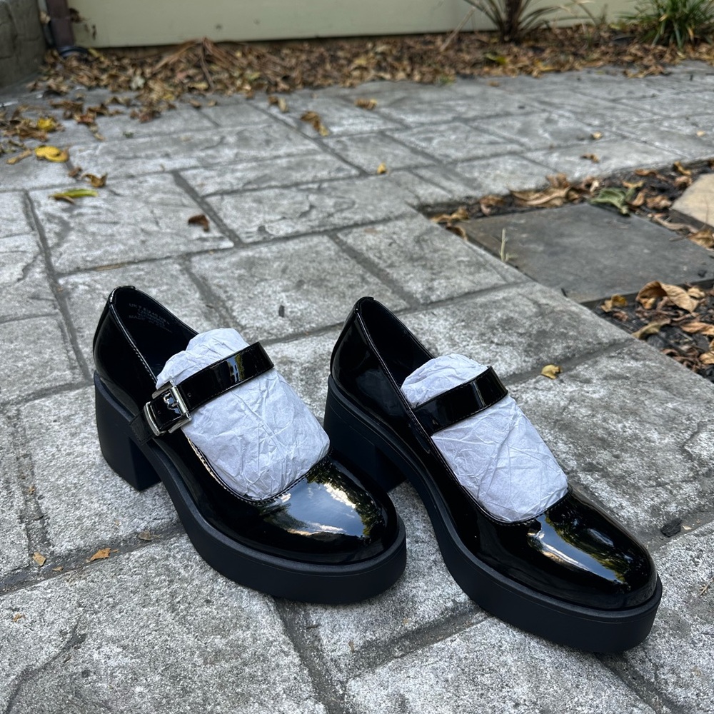 ASOS Shiny Black Platform Mary Janes